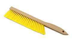 Abkehrbesen mit Kunststoffborsten und Holzgriff, zweireihig, ca. 39 cm