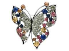 Dekorative Brosche Großer Schmetterling mit bunten Zirkonia